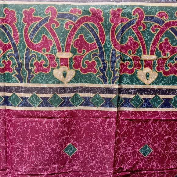 Vintage SPRINGS Shower Curtain 69 x 69 Art Decor Maroon Dark Green Gold 90s - Picture 6 of 15